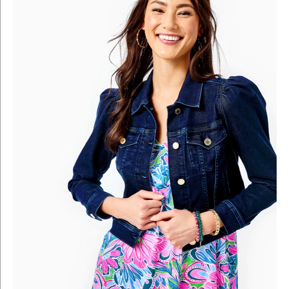 VHTF Lilly Pulitzer Lalani Denim Jacket in Cosmic Wash